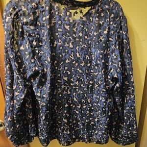 Blue and Black Abstract Leopard Print Women's Top